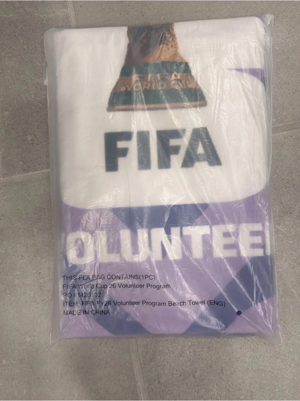 FIFA Volunteer Program Beach Towel - White & Lavender